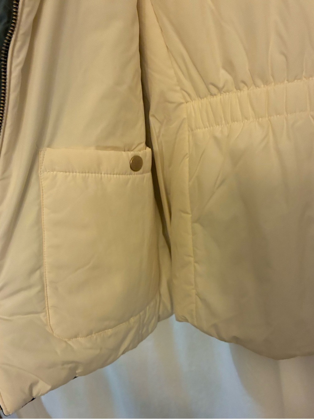 Talbots Reversible cool weather Vest. Olive Green& Ivory. Front zipper 2 pockets - Picture 13 of 15